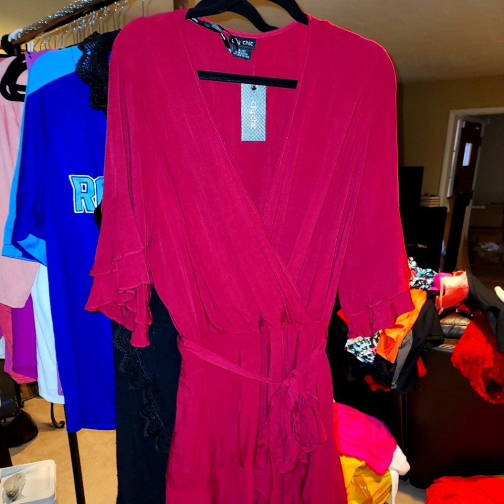 City Chic XL/22 Burgundy Dress